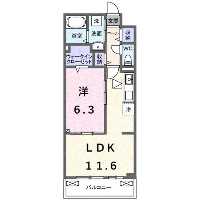 ベル ハイネス(1LDK/1階)の間取り写真