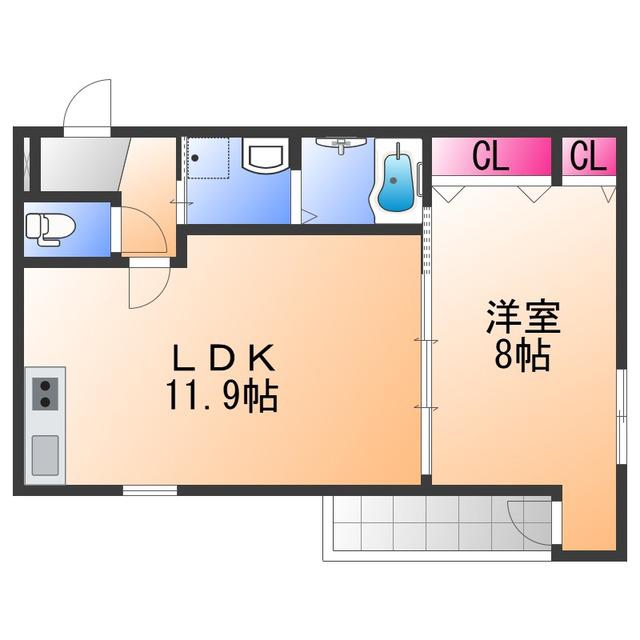 グレンツェント泉大津(1LDK/3階)の間取り写真