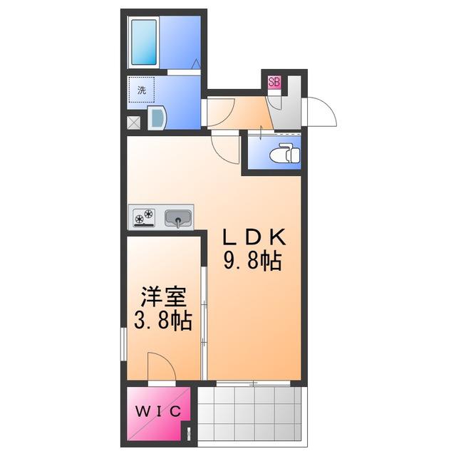 ジーメゾン岸和田グランシア (1LDK/2階)の間取り写真