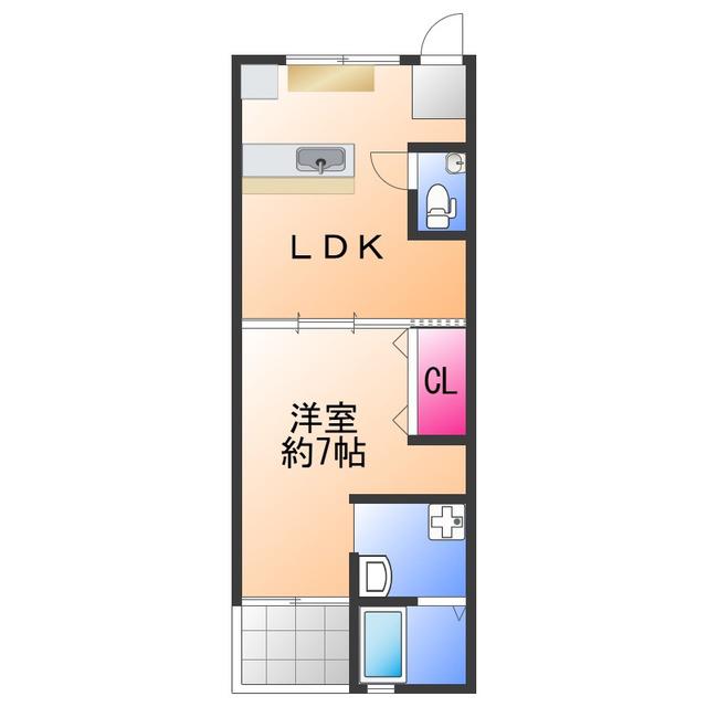 羽衣グリーンハイツ(1LDK/1階)の間取り写真