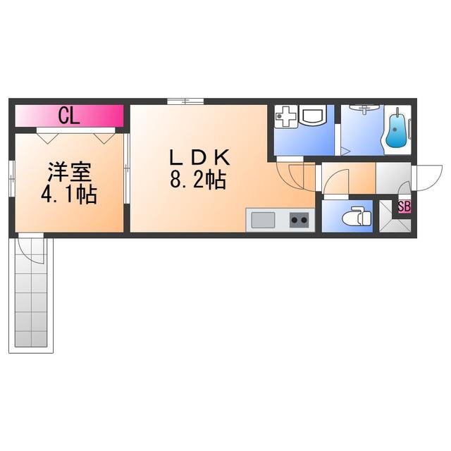 KS ノース PLASE(1LDK/2階)の間取り写真
