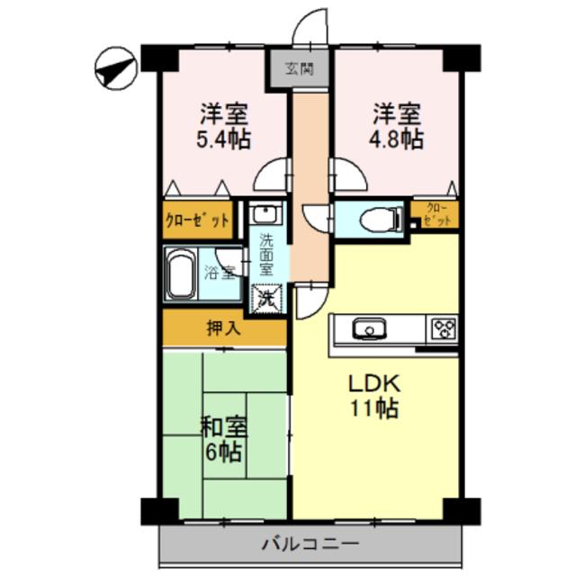 フェリーチェ和泉(3LDK/5階)の間取り写真