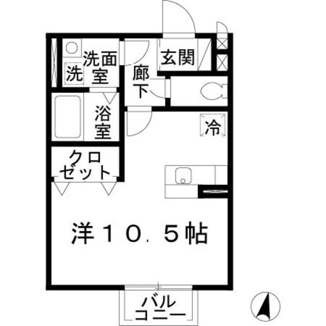シェルズレイク日根野B(ワンルーム/2階)の間取り写真