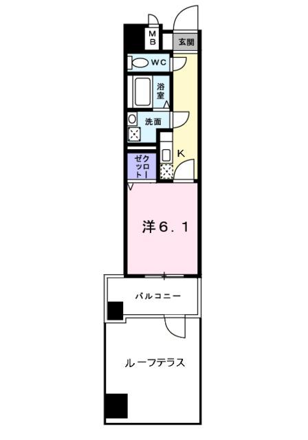 PARK岸和田Ⅱ(1K/5階)の間取り写真
