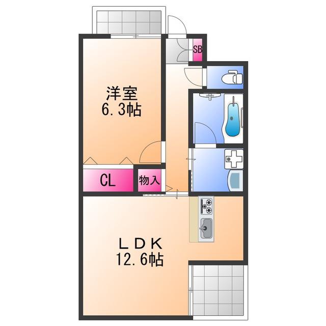 グランドレジデンス泉佐野駅前(1LDK/6階)の間取り写真