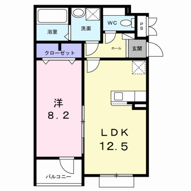 ヒカルサ岸和田畑町(1LDK/2階)の間取り写真