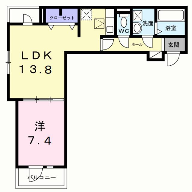 ヒカルサ岸和田畑町(1LDK/2階)の間取り写真