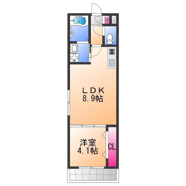 エステイトE泉大津(1LDK/2階)の間取り写真