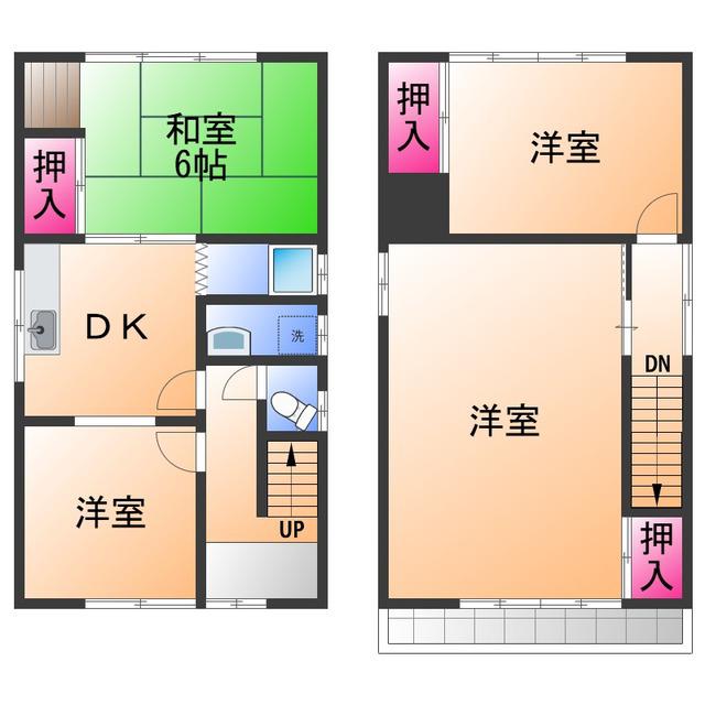 南海電鉄南海本線 高石駅 徒歩5分 2階建 築48年(4DK)の間取り写真