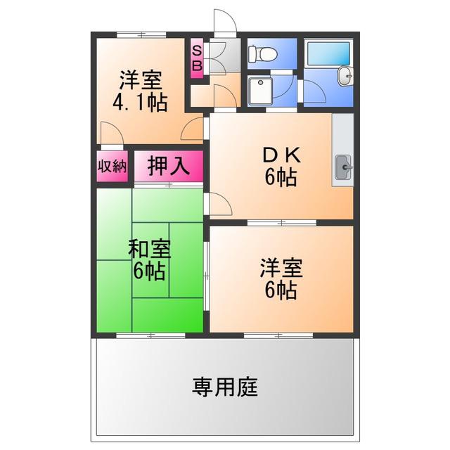 ルネパーク岸和田(3DK/1階)の間取り写真