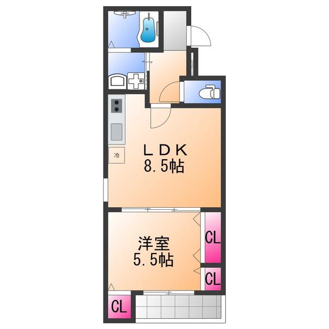 フジパレス高石駅南1番館(1LDK/3階)の間取り写真