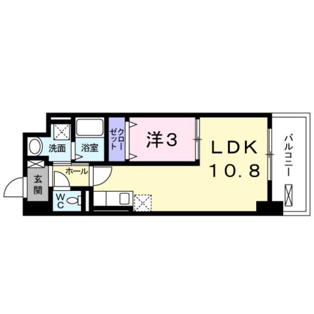 ゴールイン(1LDK/4階)の間取り写真
