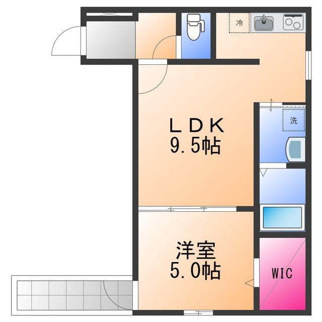 フジパレス シエスタ(1LDK/1階)の間取り写真