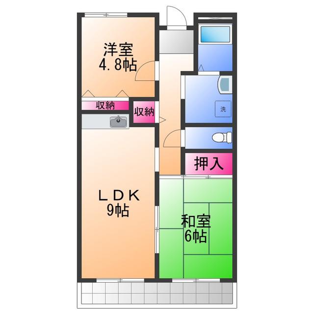 ジョイフル久米田(2DK/4階)の間取り写真