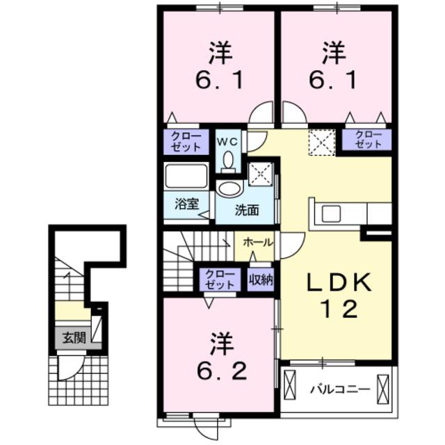 レスペランス1(3LDK/2階)の間取り写真