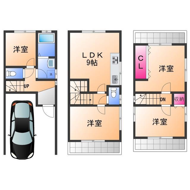 阪和線 和泉府中駅 徒歩7分 3階建 築29年(4LDK)の間取り写真