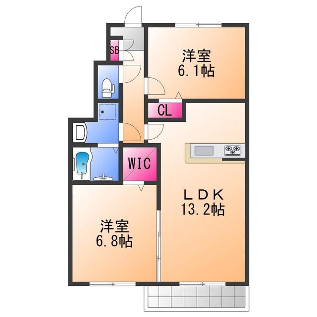 アルミック山荘C棟(2LDK/1階)の間取り写真