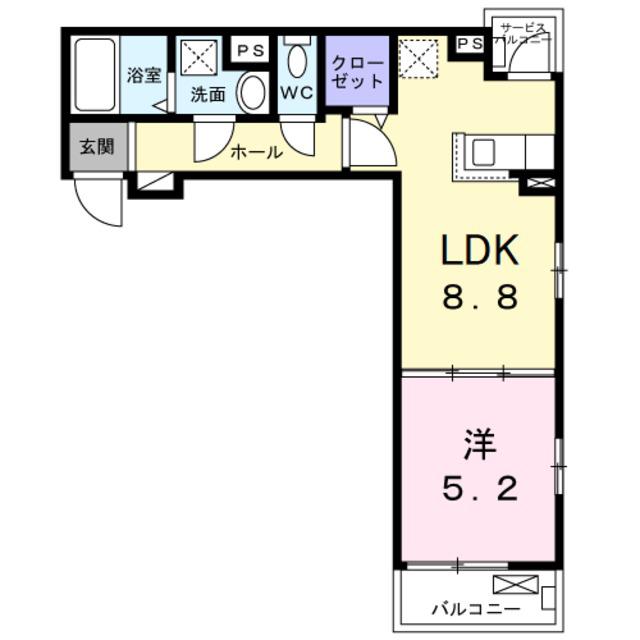 メゾンルミネ 中町(1LDK/1階)の間取り写真
