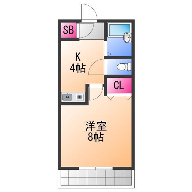 ヒガシハウス北町(1K/1階)の間取り写真