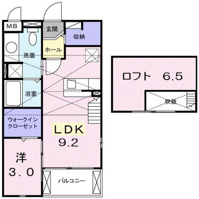 ラフレシール・メゾン・宮﨑Ⅰ(1LDK/2階)の間取り写真