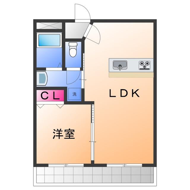 テラ・ドゥーエ(1LDK/4階)の間取り写真