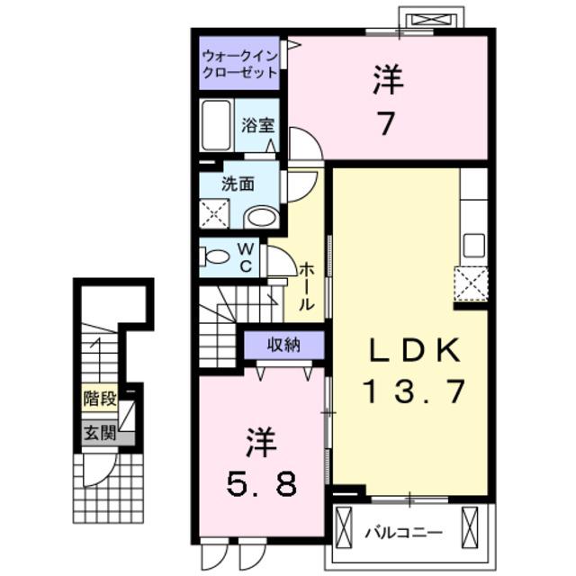 フォンテーヌ2番館(2LDK/2階)の間取り写真
