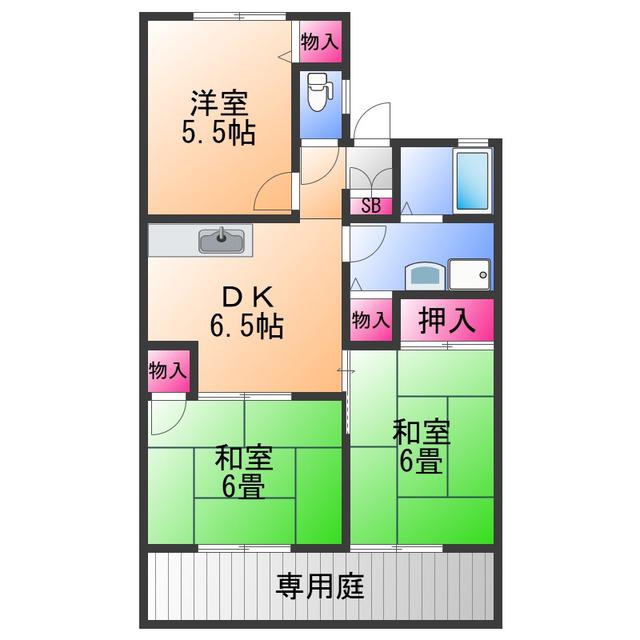 リヴェルテ2(3DK/1階)の間取り写真