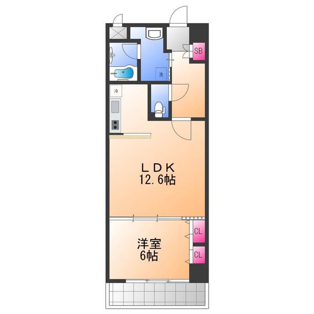 プールトゥジュール(1LDK/5階)の間取り写真
