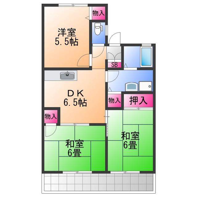 リヴェルテ2(3DK/2階)の間取り写真