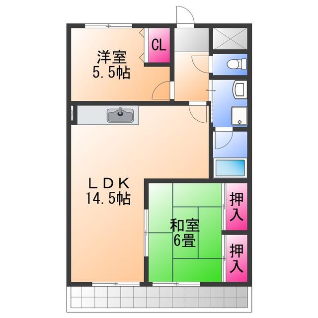 フォンテーヌ和泉(2LDK/1階)の間取り写真