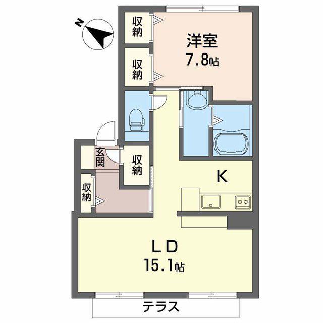 カーサミーアⅡA棟(1LDK/1階)の間取り写真
