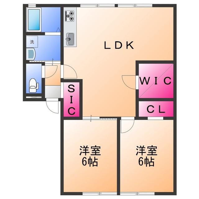 レトア東佐野A(2LDK/1階)の間取り写真