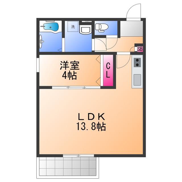 ジーメゾン泉大津イエナス(1LDK/1階)の間取り写真