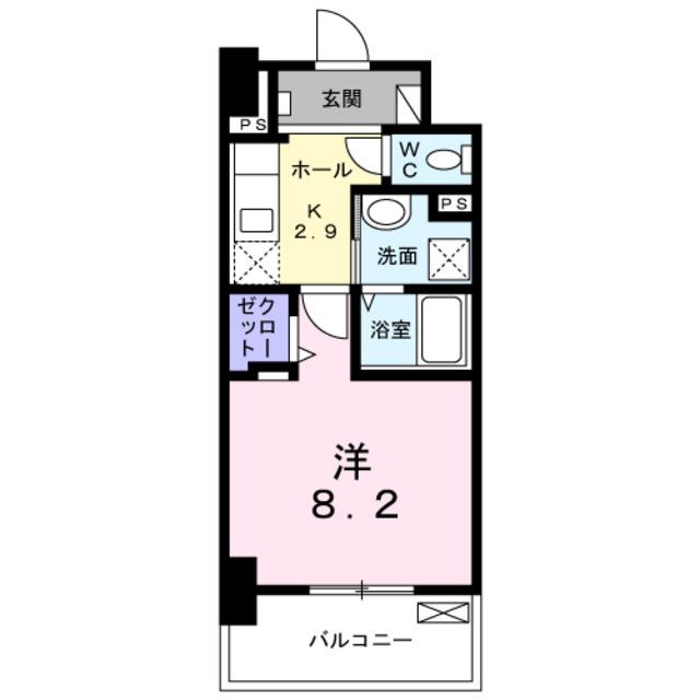 メルベージュ岸(1K/3階)の間取り写真