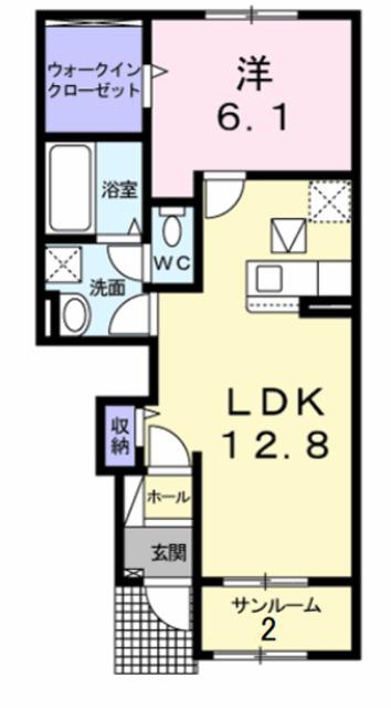 グラン シンフォニー(1LDK/1階)の間取り写真
