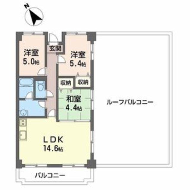 ヒュース一丘弐番館(3LDK/6階)の間取り写真