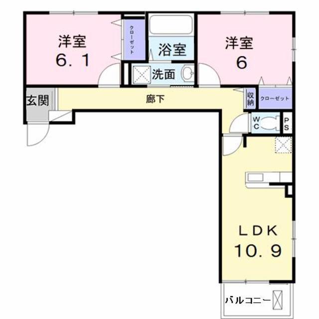 エテルノ泉南馬場(2LDK/2階)の間取り写真