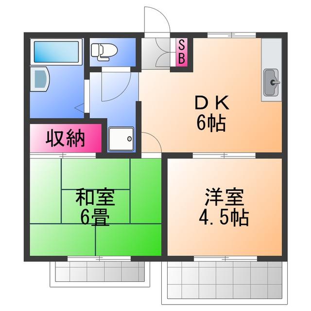 サニーコート泉佐野A棟(2DK/2階)の間取り写真