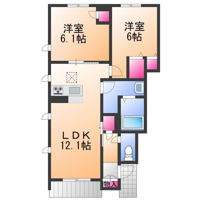 グレイスパラシオン(2LDK/1階)の間取り写真