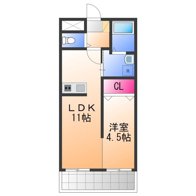サーク羽倉崎(1LDK/3階)の間取り写真