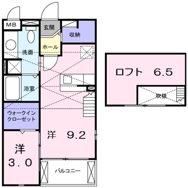 ラフレシール・メゾン宮崎1(1LDK/2階)の間取り写真