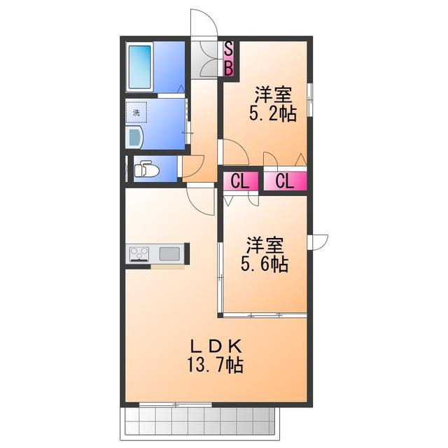 コートボナール3(2LDK/1階)の間取り写真