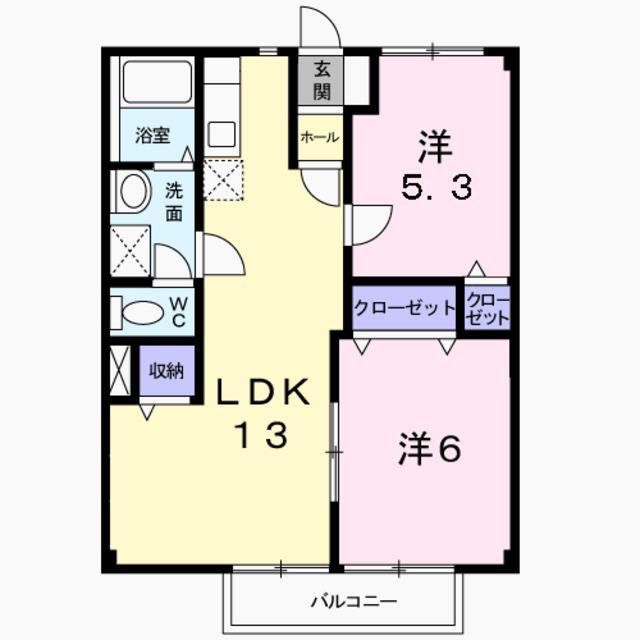 メゾンラメールⅡ(3DK/2階)の間取り写真