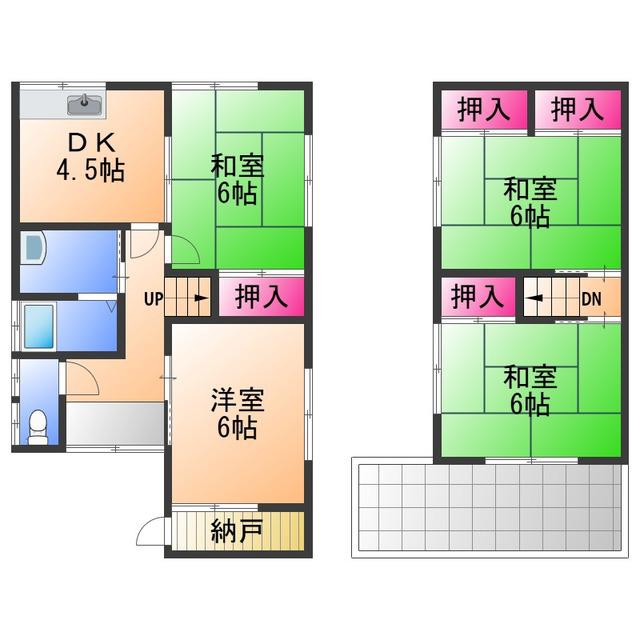 南海電鉄南海本線 北助松駅 徒歩12分 2階建 築56年(4DK)の間取り写真