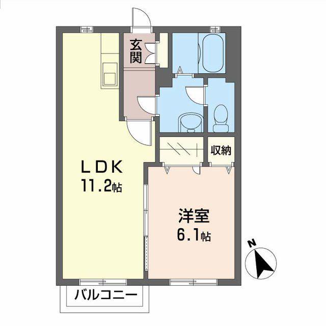スカイハウス(1LDK/2階)の間取り写真