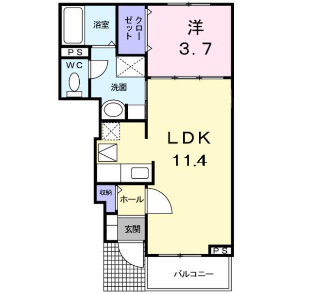 カーサ プラシードⅠ(1LDK/1階)の間取り写真