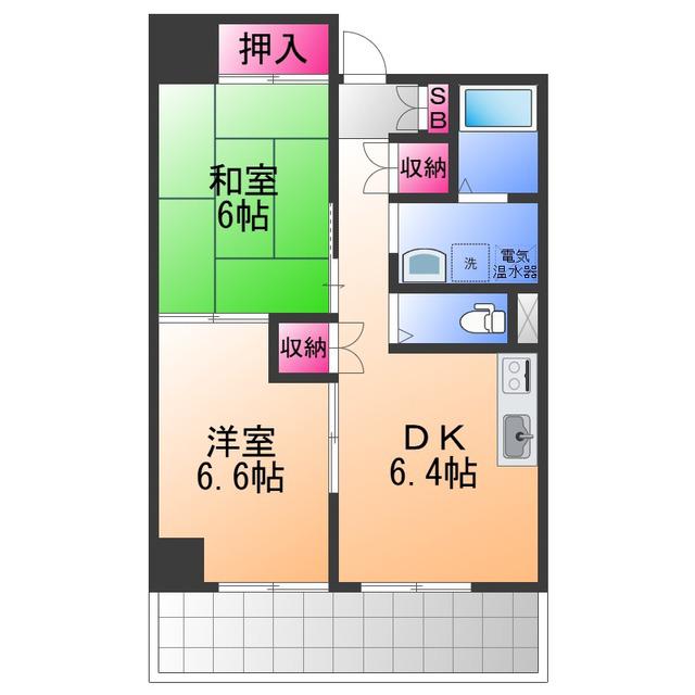 サンロワール和泉砂川(2DK/2階)の間取り写真