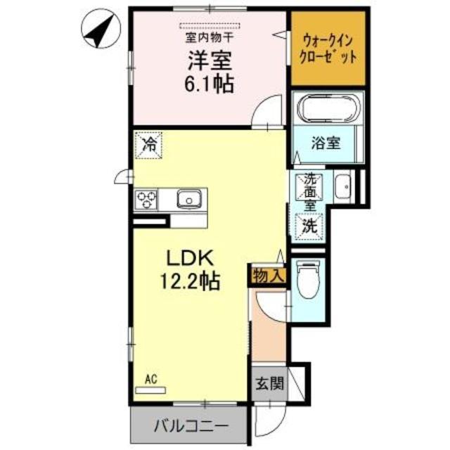 JIN/輝 A棟(1LDK/1階)の間取り写真