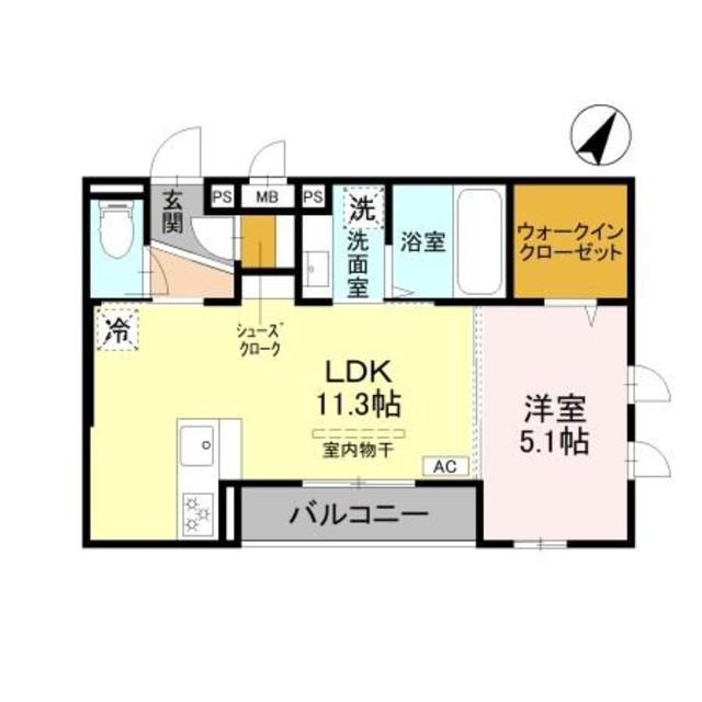メルヴェイユ ソレイユ(1LDK/2階)の間取り写真