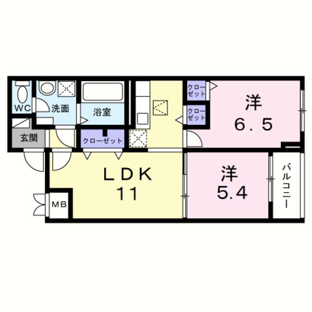 ヒカルサ岸和田畑町(2LDK/2階)の間取り写真